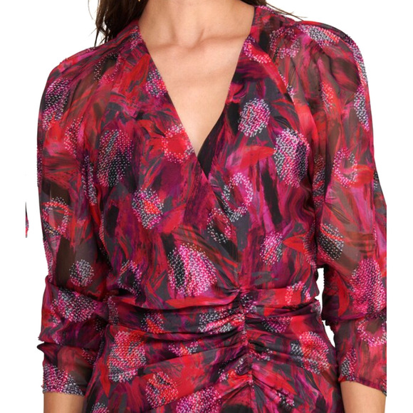 IRO Pascalina Textured Ruched Dress Size 38 US 8 Silk Blend Pink - Picture 5 of 13